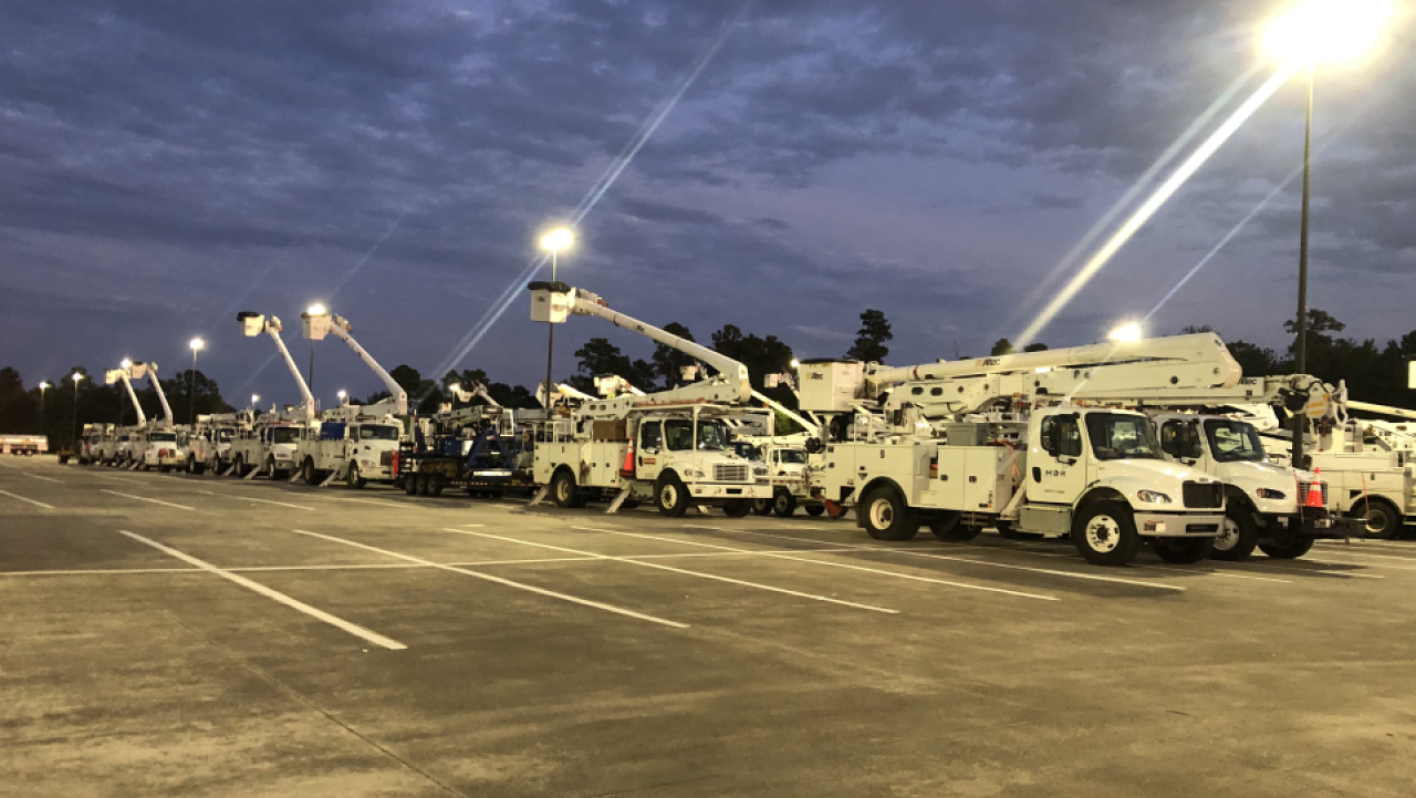 Staging area in Texas on the night before landfall.